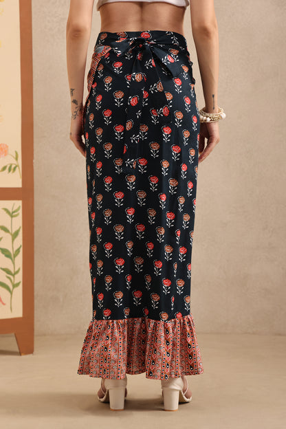 Midnight Blossom Wrap Skirt