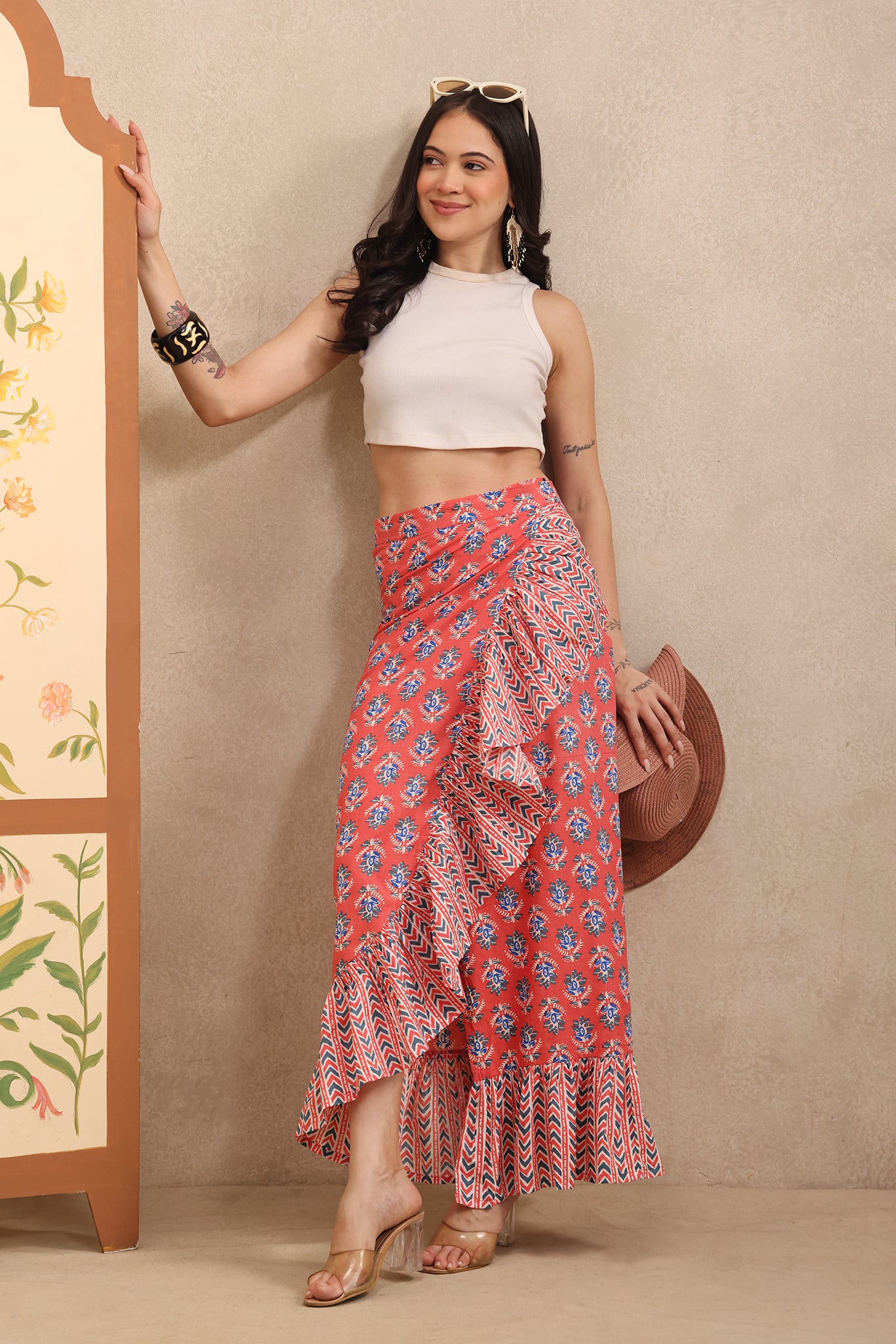 Sunset Petals Wrap Skirt