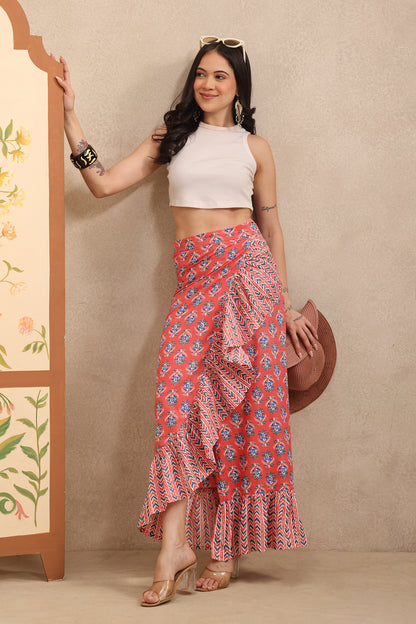 Sunset Petals Wrap Skirt