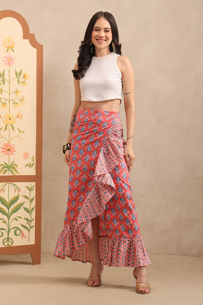 Sunset Petals Wrap Skirt