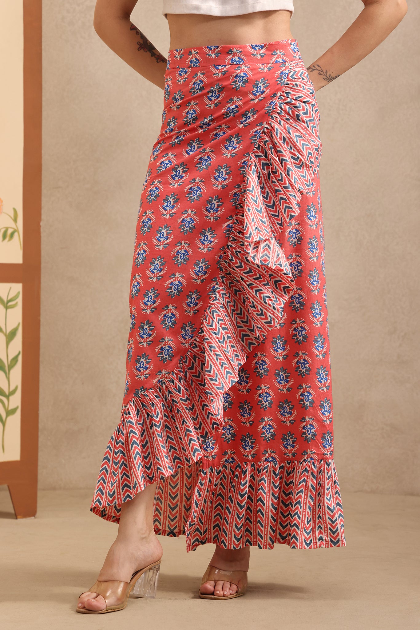 Sunset Petals Wrap Skirt