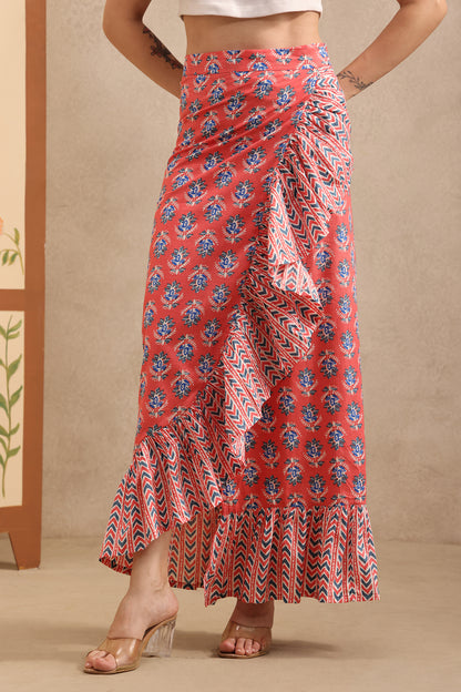 Sunset Petals Wrap Skirt