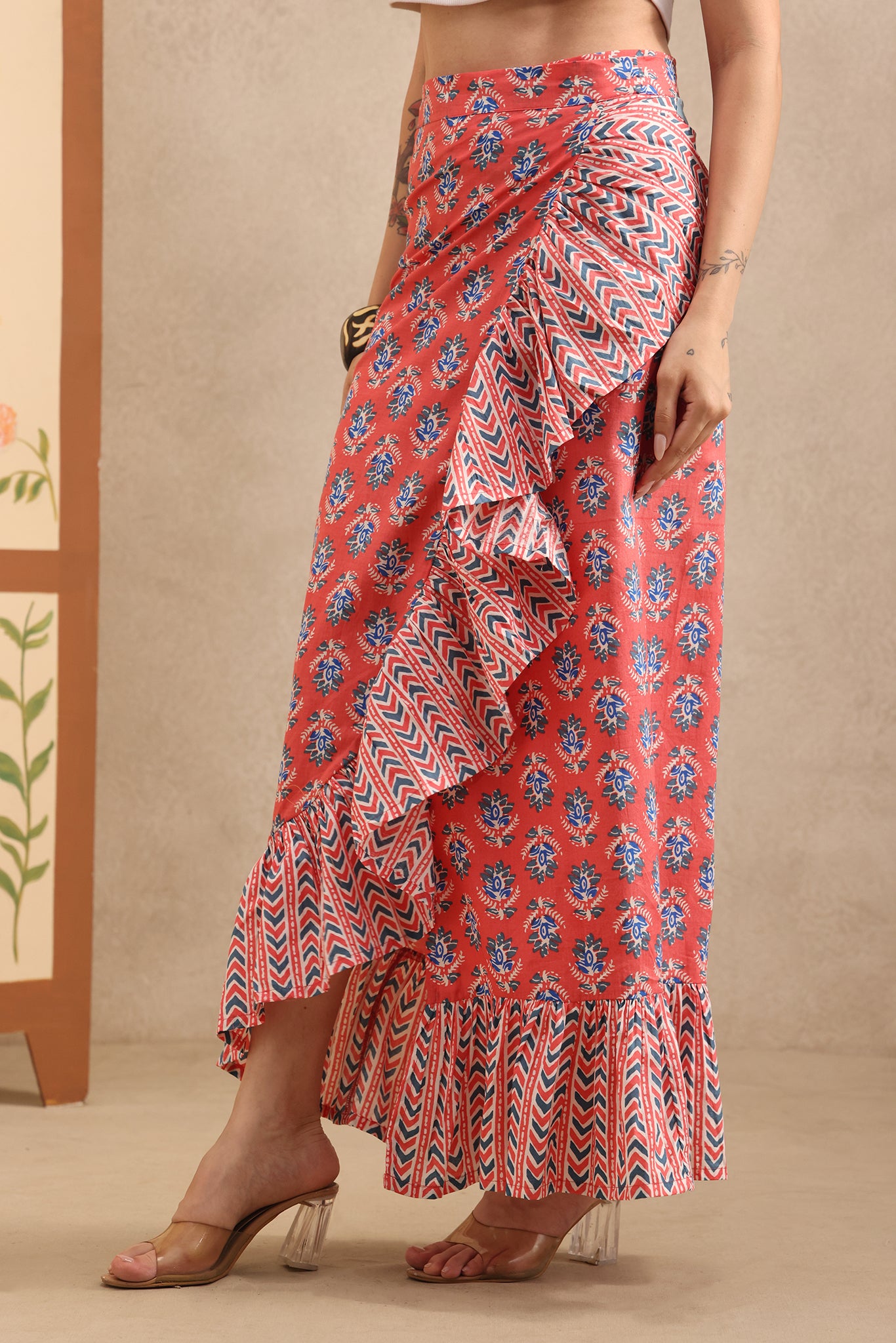 Sunset Petals Wrap Skirt