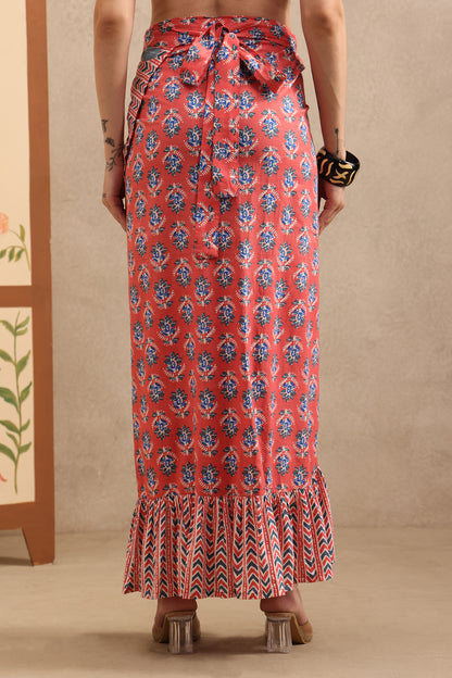 Sunset Petals Wrap Skirt