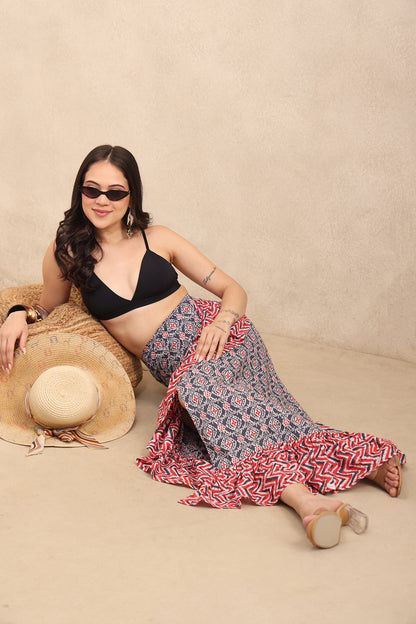 Ruby Mosaic Wrap Skirt