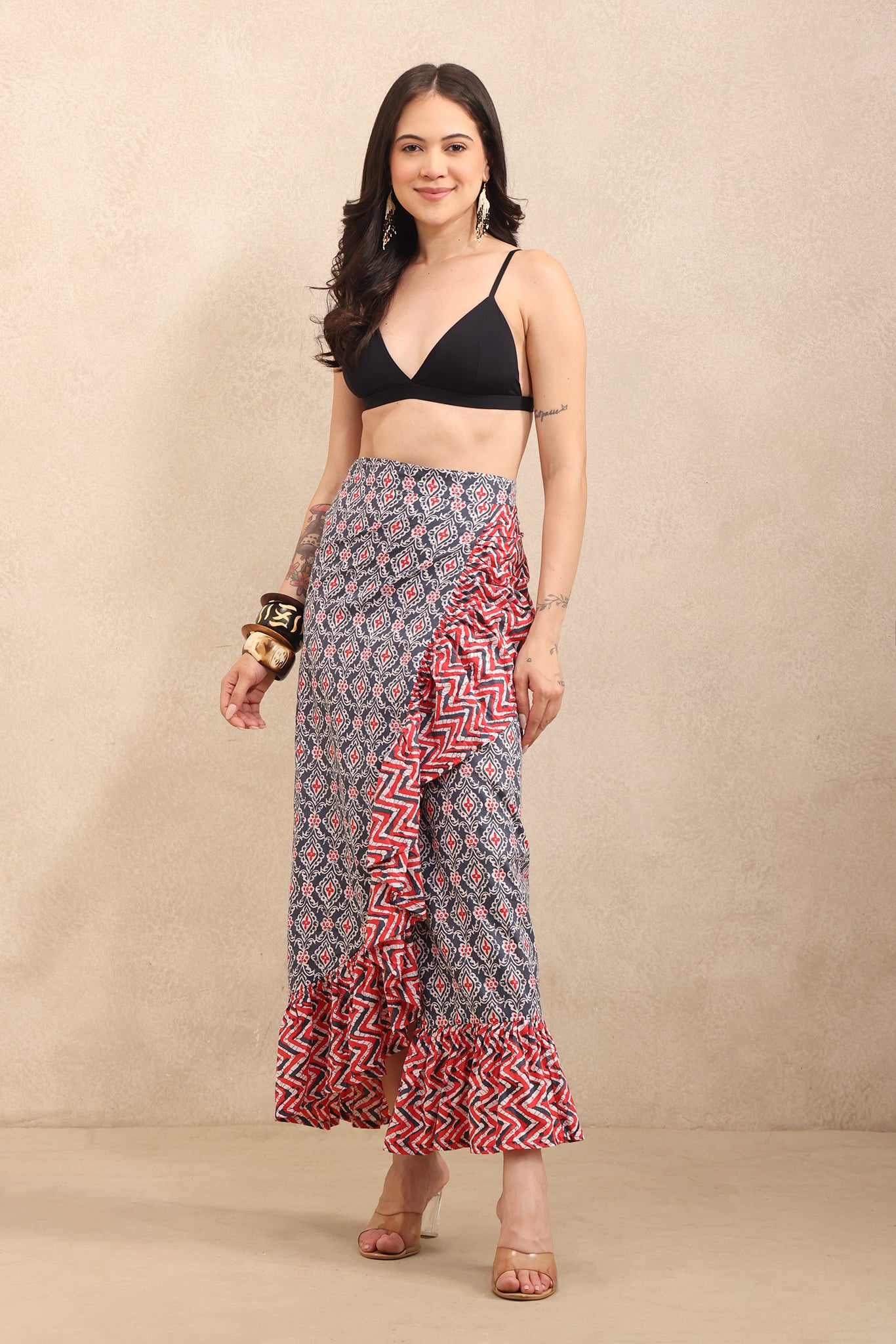 Ruby Mosaic Wrap Skirt