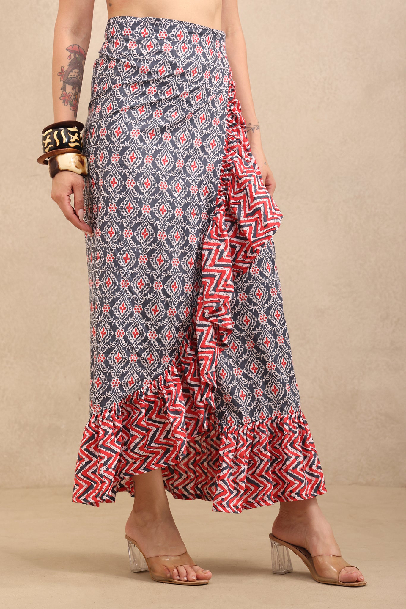 Ruby Mosaic Wrap Skirt