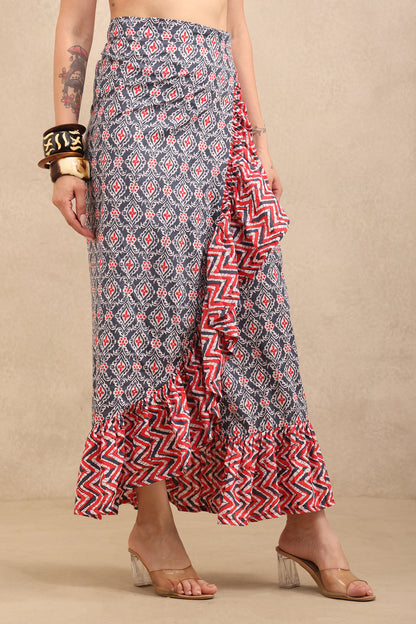 Ruby Mosaic Wrap Skirt