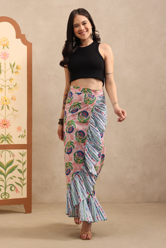 Pink Lotus Wrap Skirt