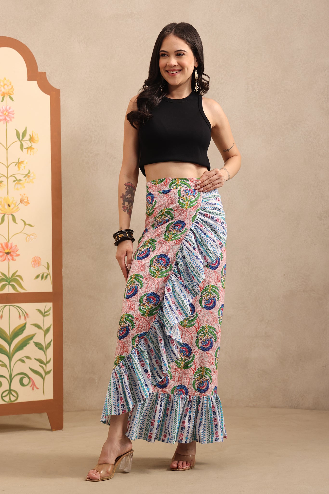 Pink Lotus Wrap Skirt