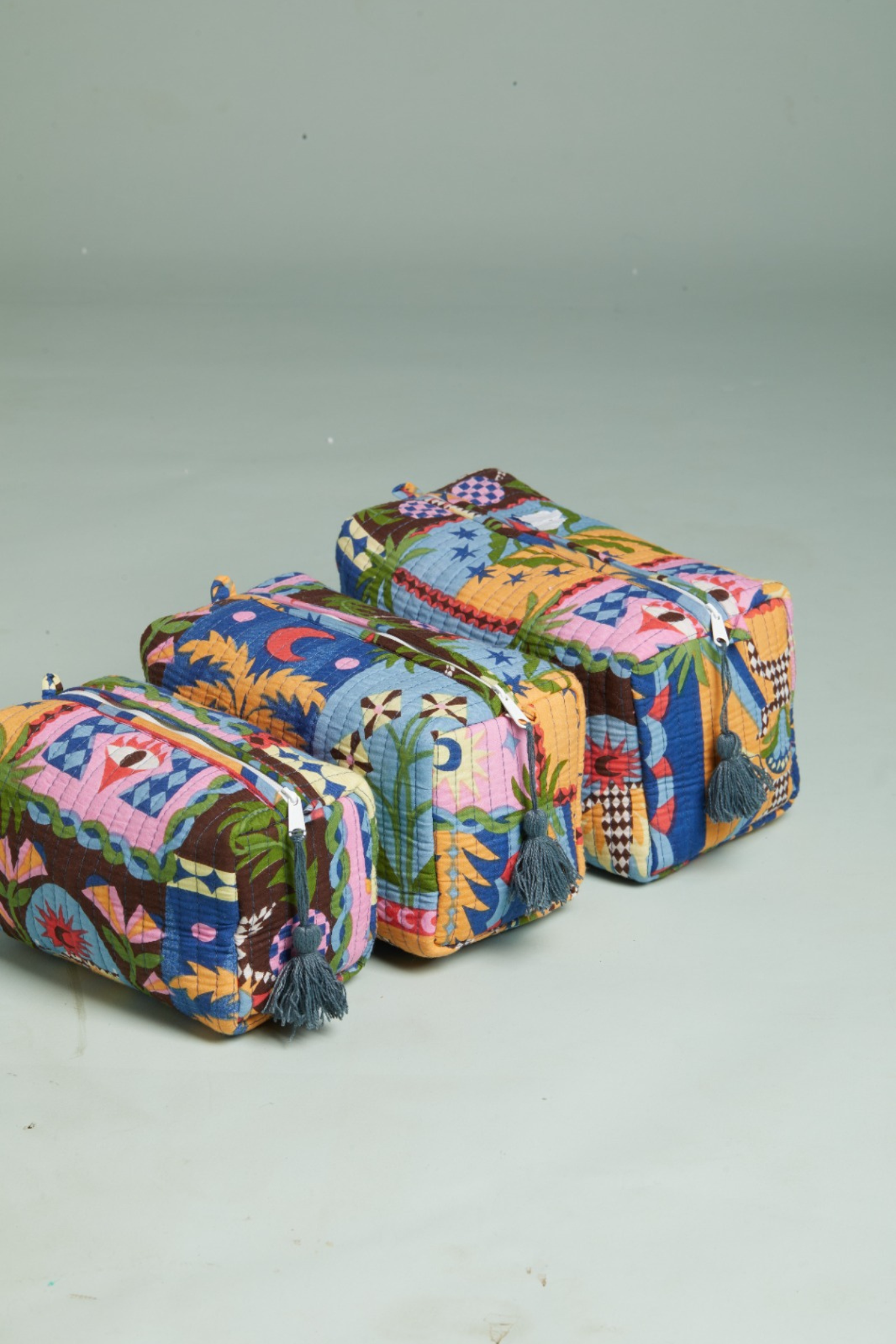 Island Carnival Quilted Pouches (Set of 3)