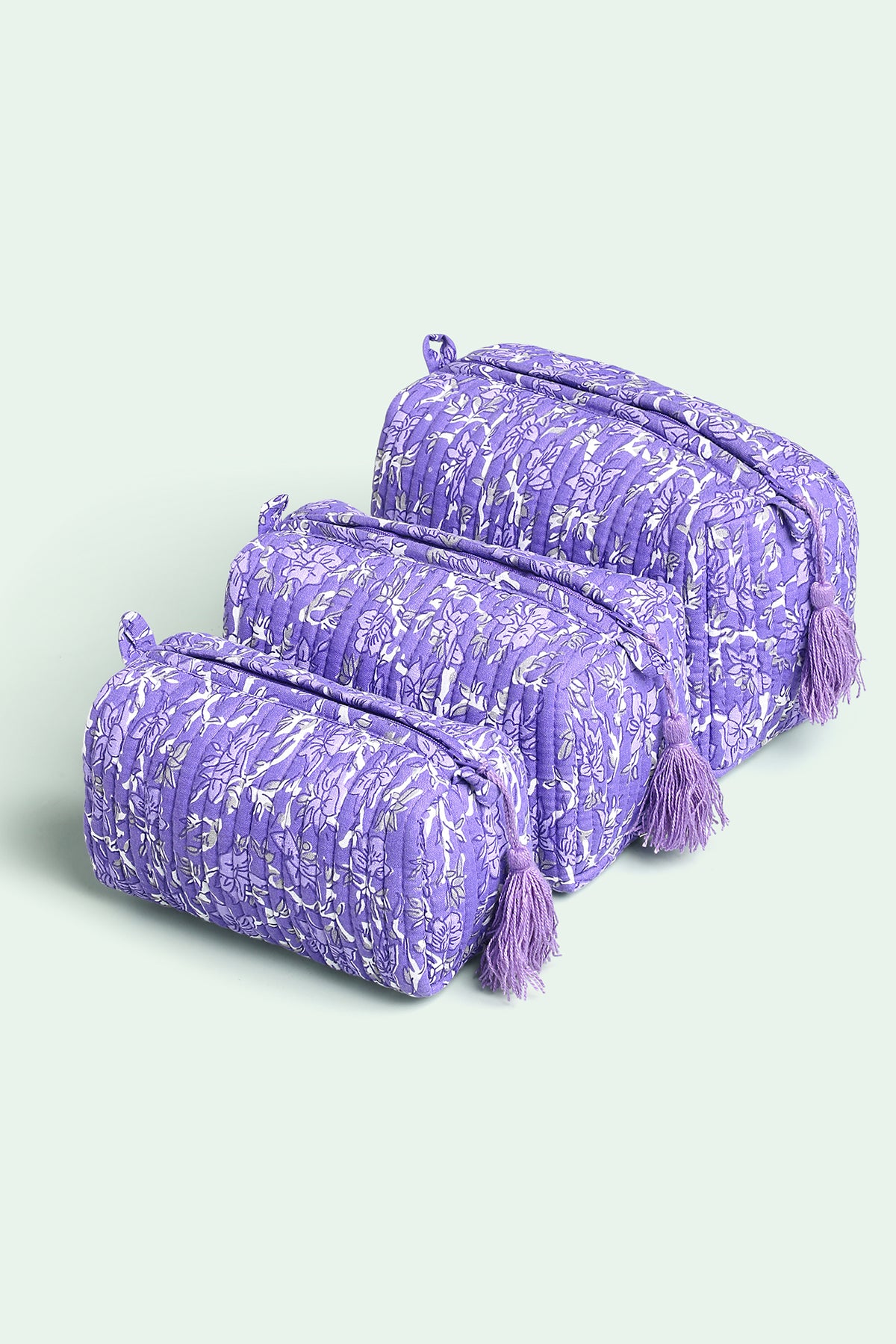 Lavender Bloom Quilted Pouches (Set of 3)