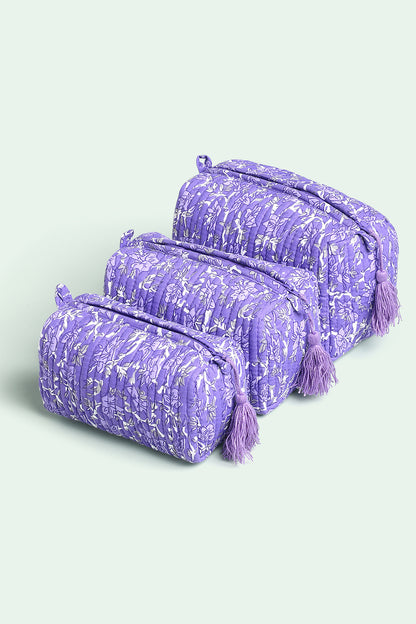 Lavender Bloom Quilted Pouches (Set of 3)