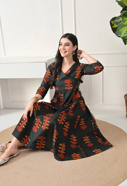 Earthen Angrakha Anarkali Pant Set