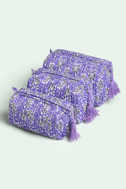 Violet Mosaic Quilted Pouches (Set of 3)