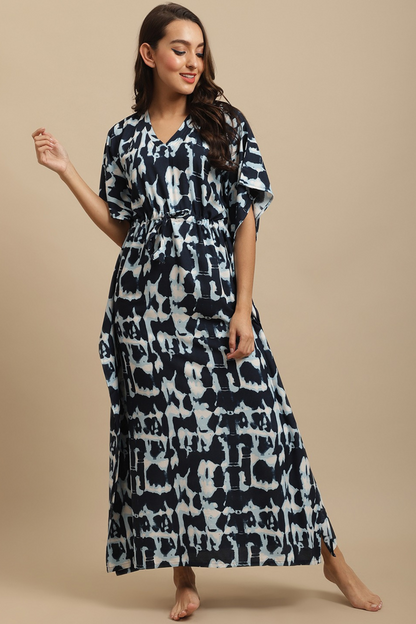 Indigo Mist Kaftan Maxi Night Dress