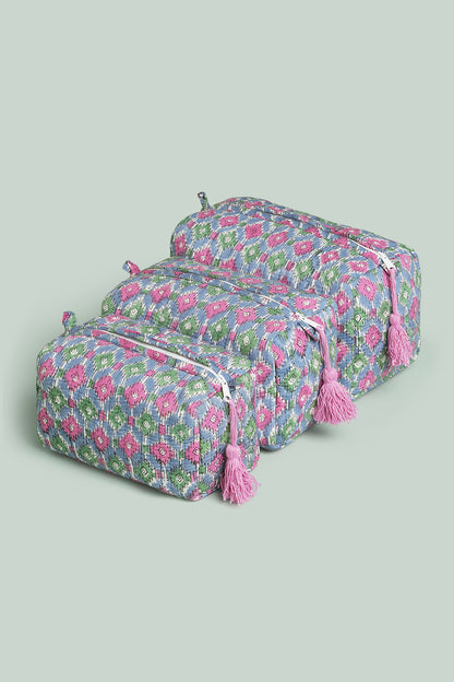 Gulabi Ikat Quilted Pouches (Set of 3)