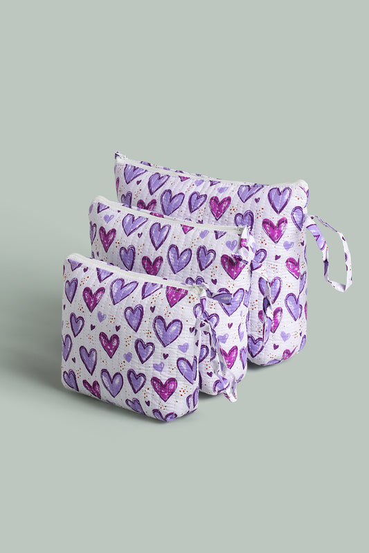 Violet Romance Quilted Cube Pouches (Set of 3)