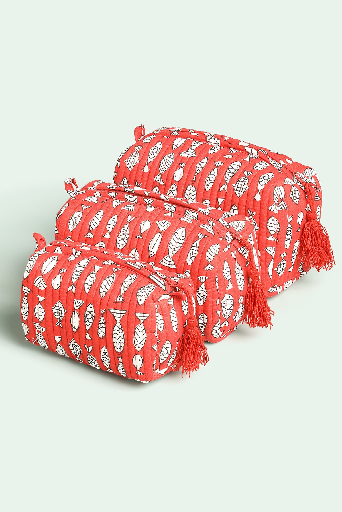 Coral Fish Quilted Pouches (Set of 3)