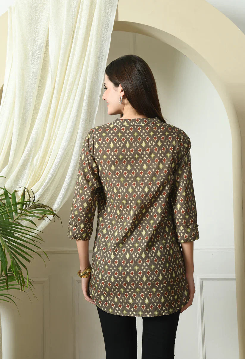 Mandarin Collar Printed Kurta