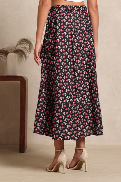 Midnight Rose Wrap Skirt