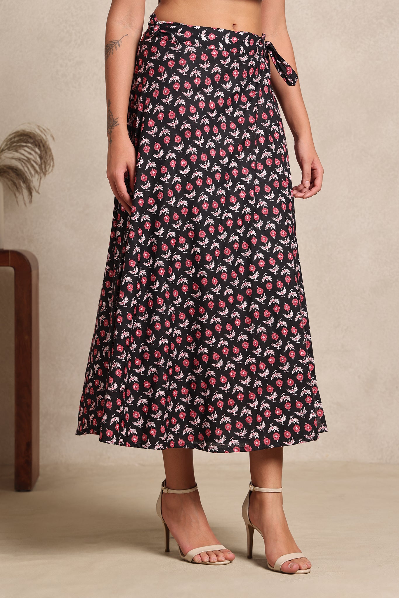 Midnight Rose Wrap Skirt