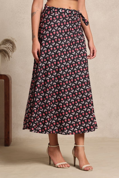 Midnight Rose Wrap Skirt