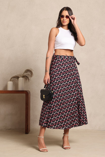Midnight Rose Wrap Skirt