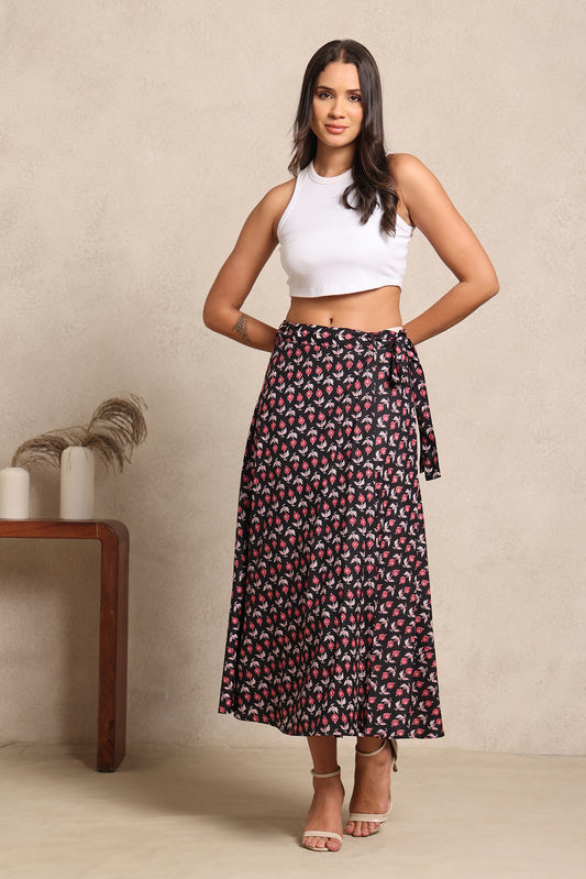 Midnight Rose Wrap Skirt