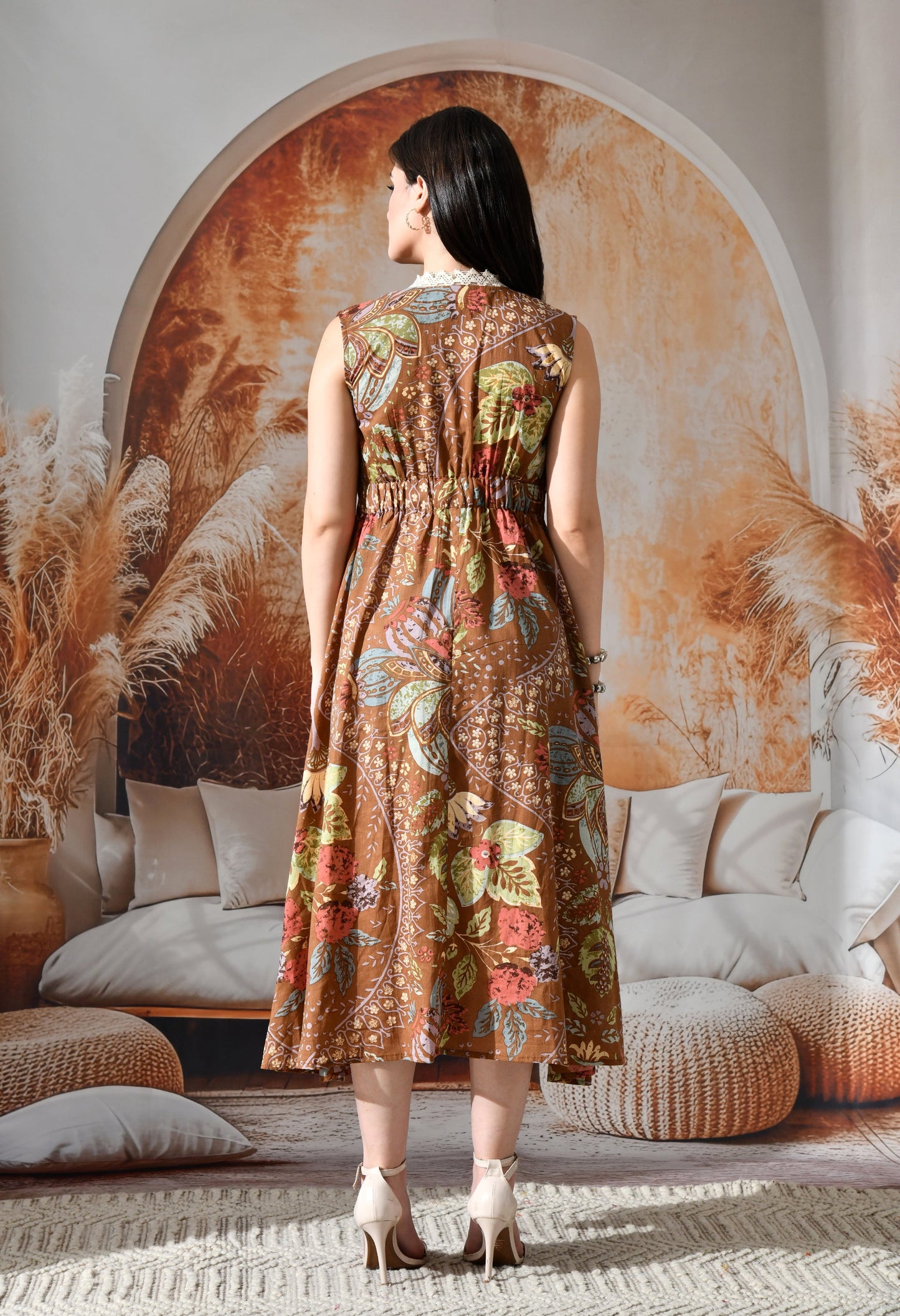 Pattern Flow Wrap Dress