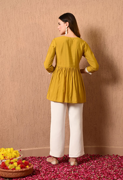 Mustard Embroidered Tunic