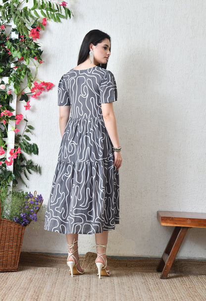 Abstract Wrap Dress