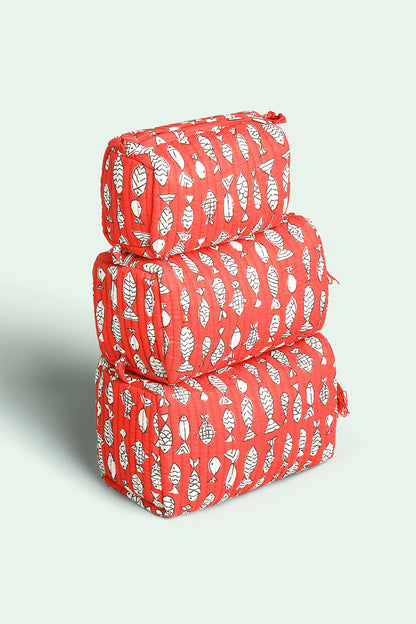 Coral Fish Quilted Pouches (Set of 3)