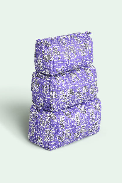 Violet Mosaic Quilted Pouches (Set of 3)