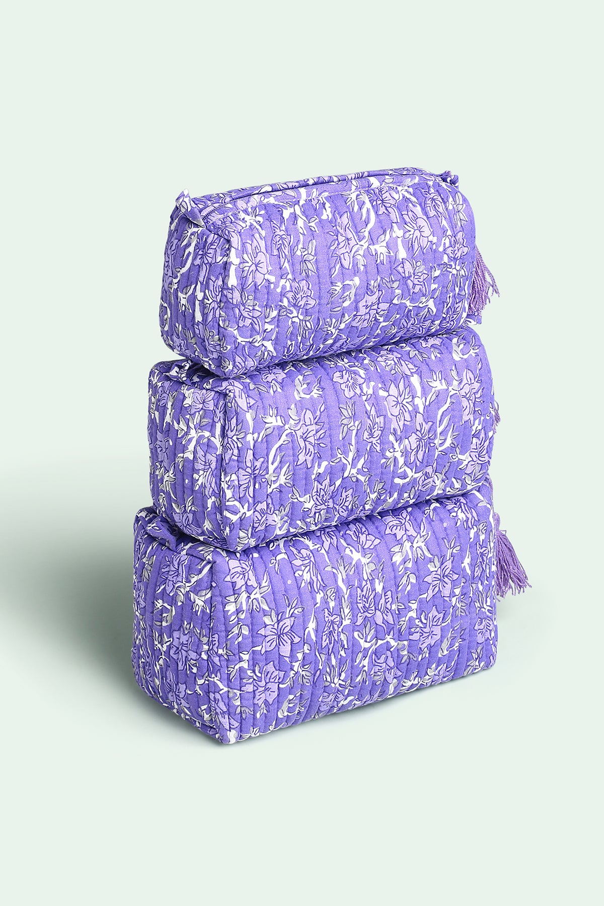 Lavender Bloom Quilted Pouches (Set of 3)