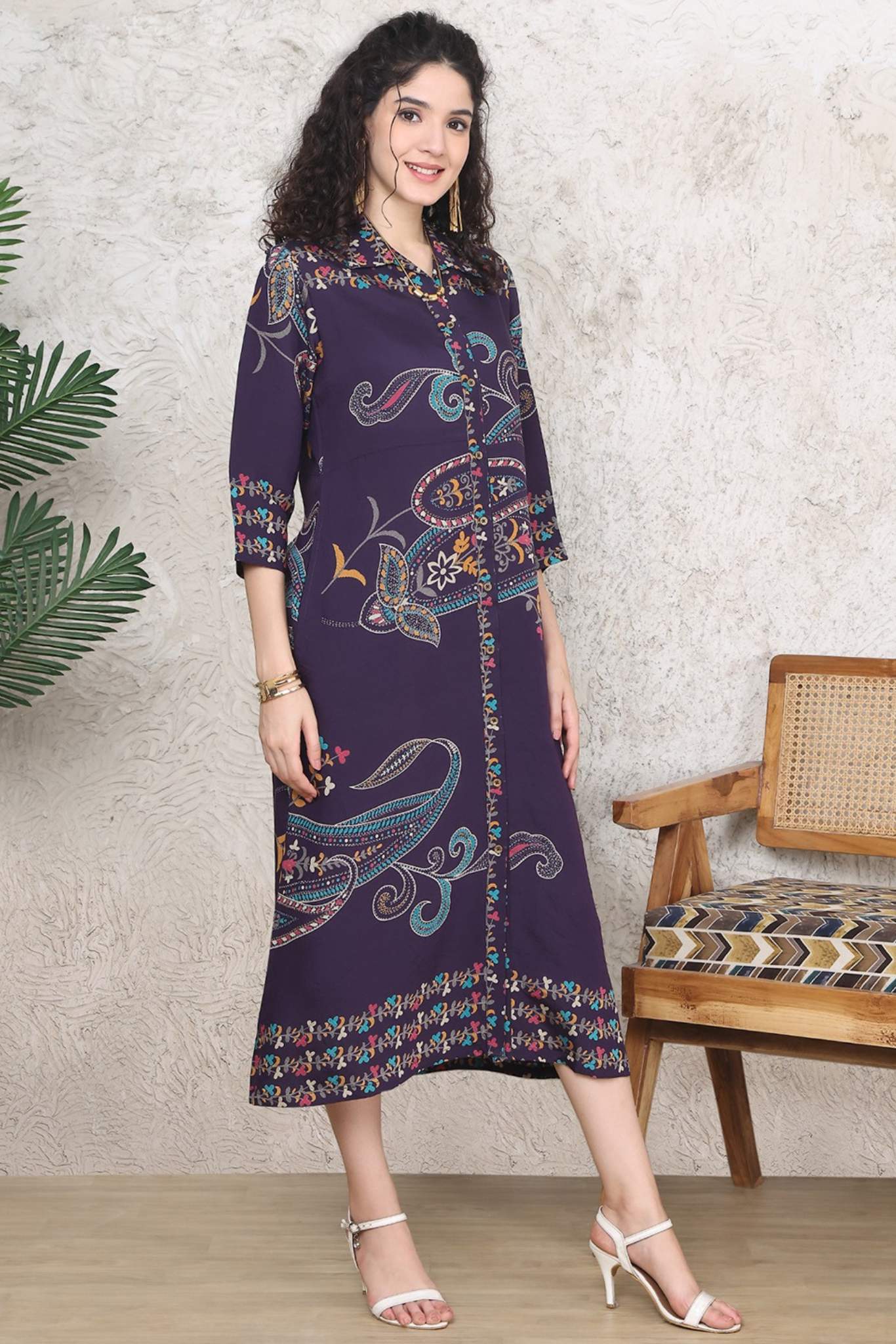 Lilac A-Line Midi Dress