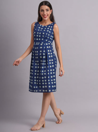 Indigo Polka Shift Dress
