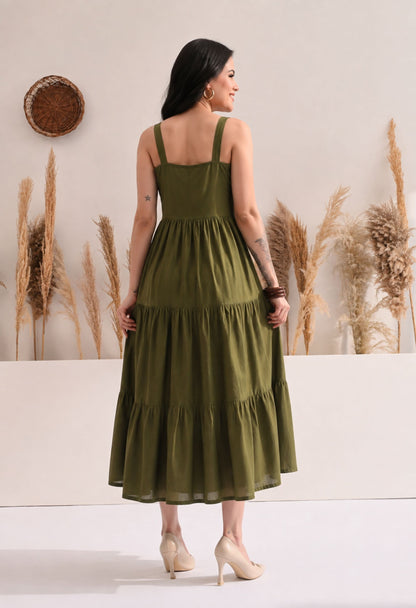 Olive Tiered Dress