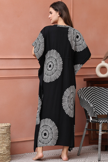 Cosmic Bloom Kaftan Maxi Night Dress