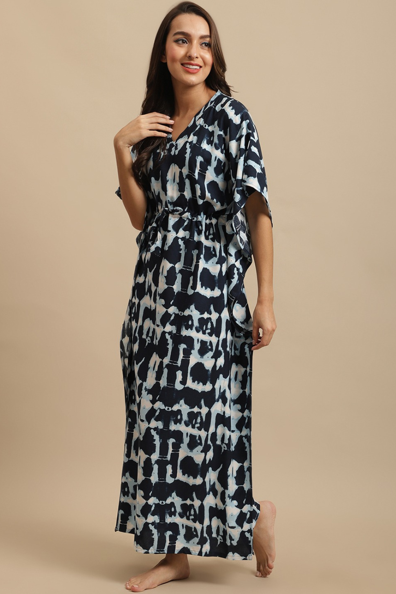 Indigo Mist Kaftan Maxi Night Dress