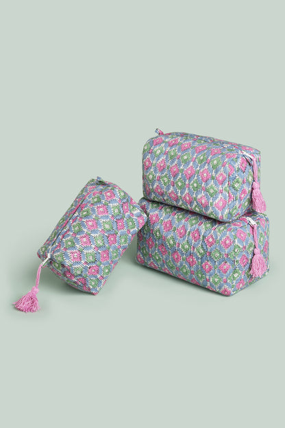 Gulabi Ikat Quilted Pouches (Set of 3)