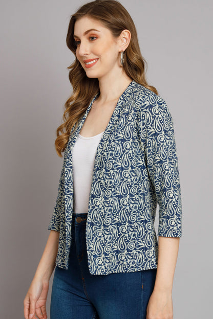 Indigo And White Kantha Shrug