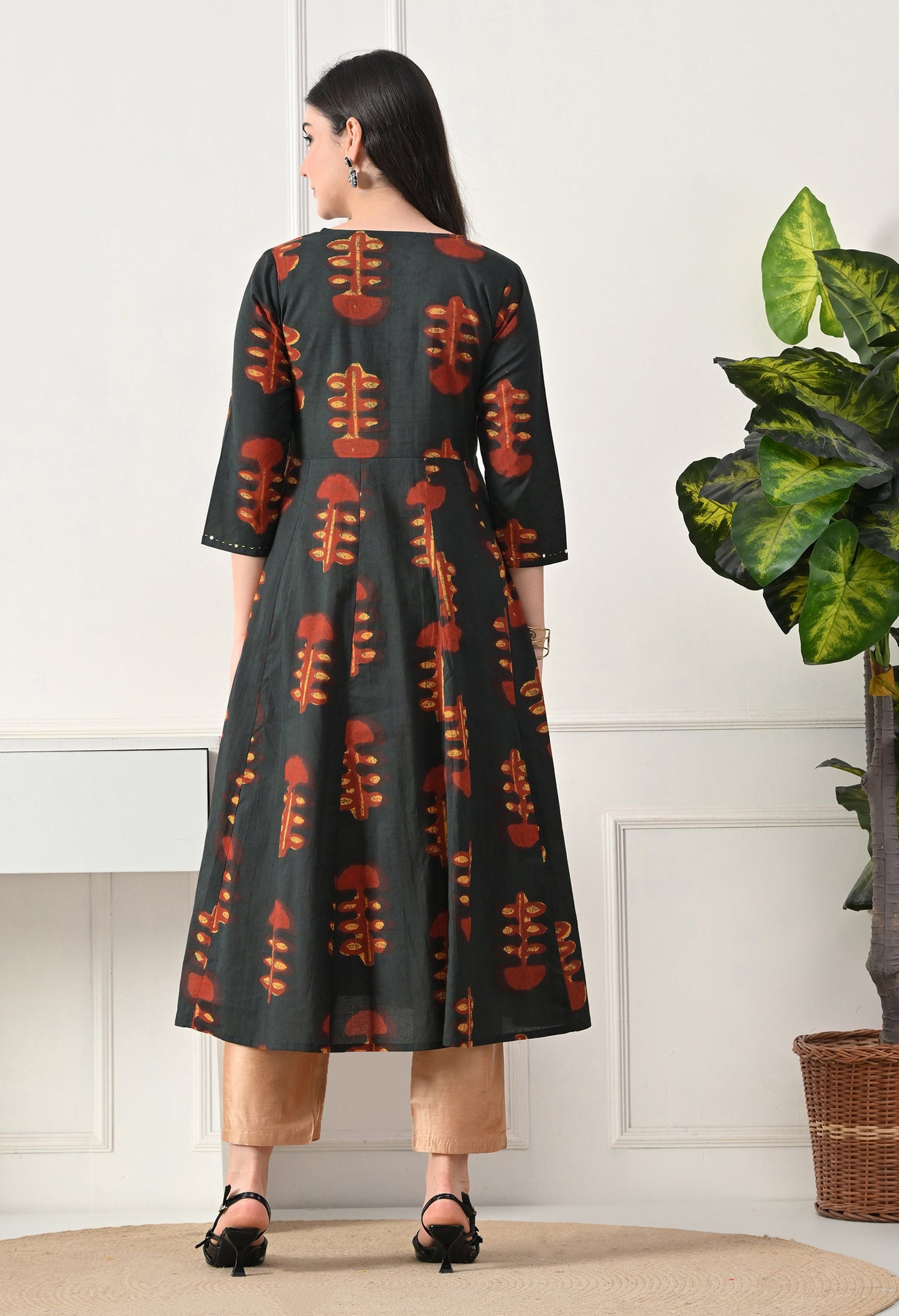 Earthen Angrakha Anarkali Pant Set