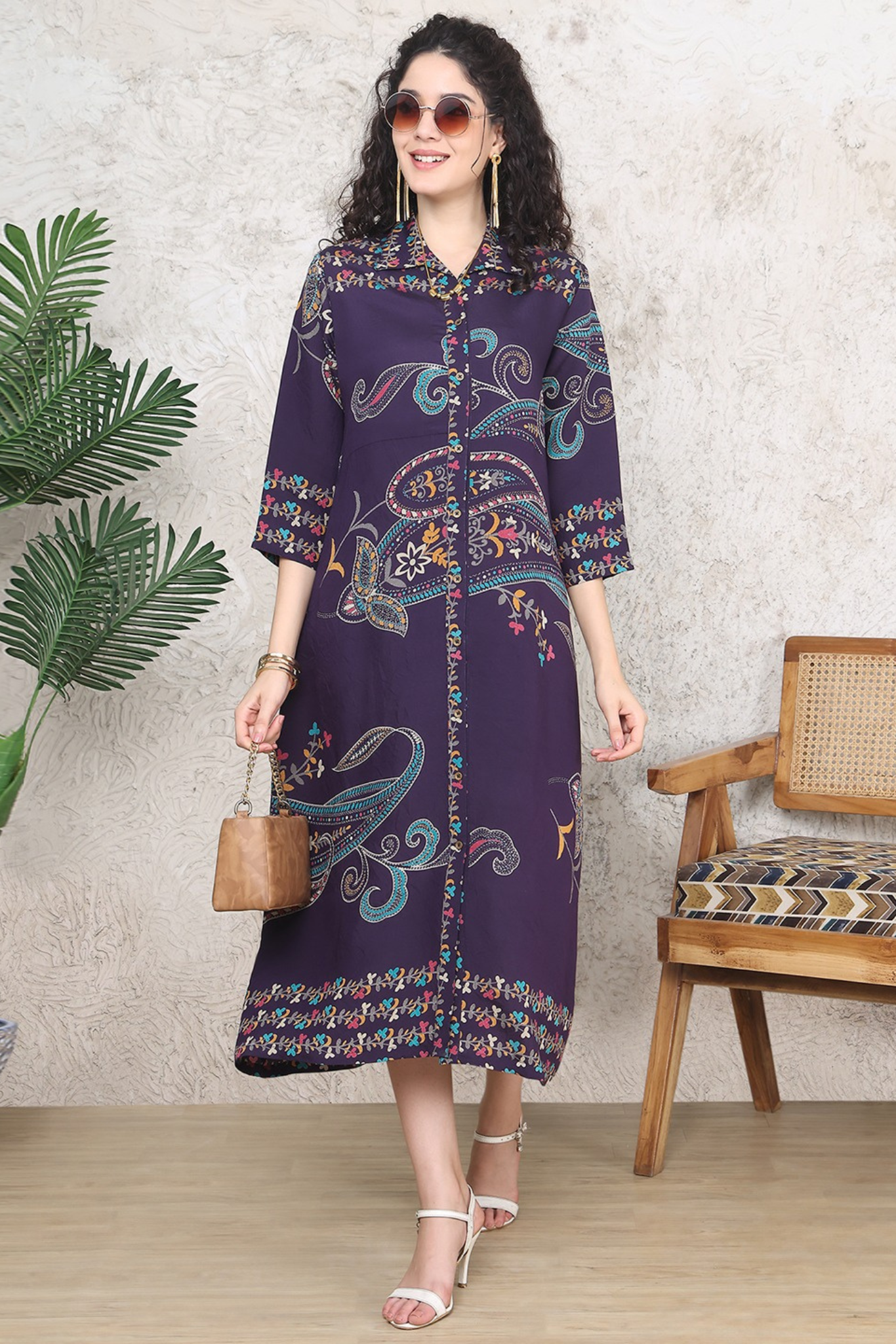 Lilac A-Line Midi Dress