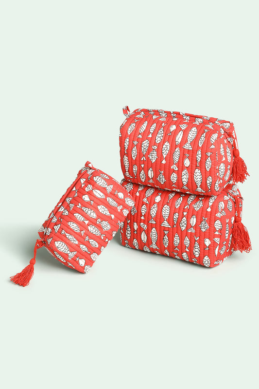 Coral Fish Quilted Pouches (Set of 3)