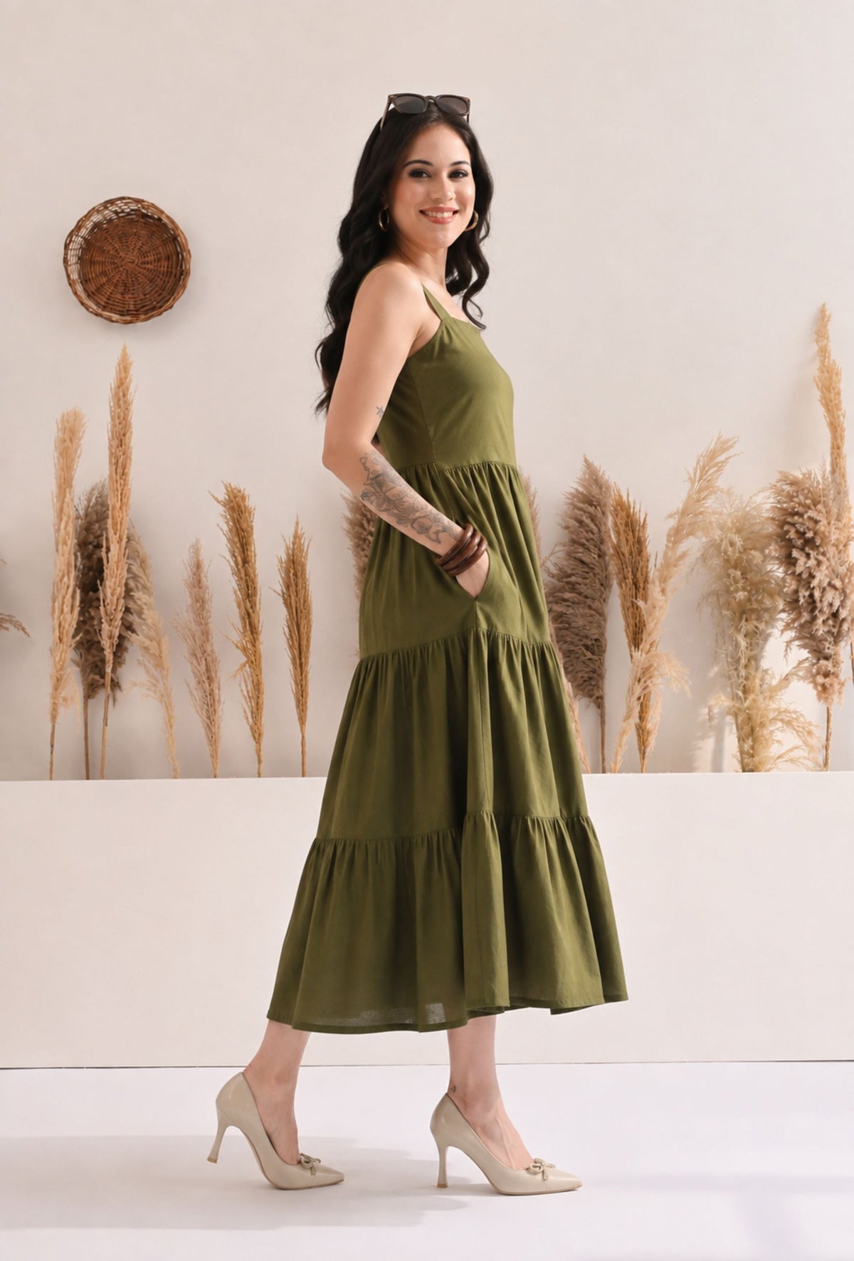 Olive Tiered Dress
