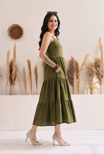 Olive Tiered Dress