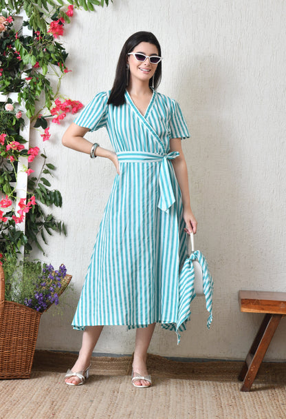 Stripes Love Wrap Dress