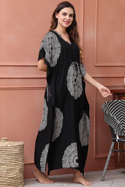Cosmic Bloom Kaftan Maxi Night Dress