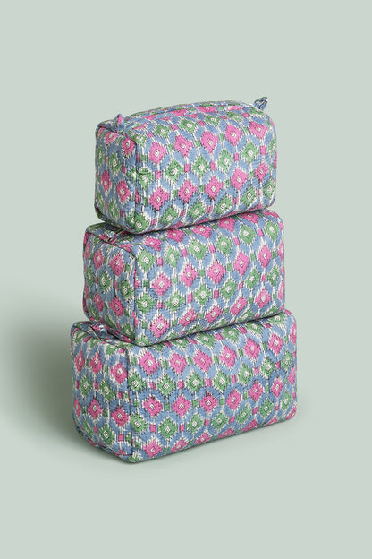 Gulabi Ikat Quilted Pouches (Set of 3)